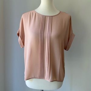 NWT Blush nude Joe Fresh chiffon blouse with pretty pleating down front